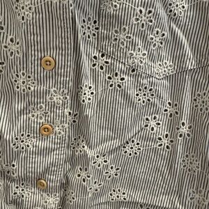 Madewell Black and White Embroidered Top